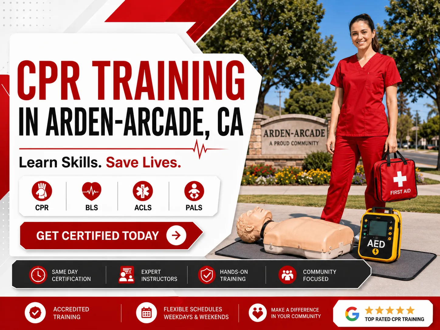 CPR, BLS, ACLS, PALS & First Aid Classes Near Arden-Arcade, CA