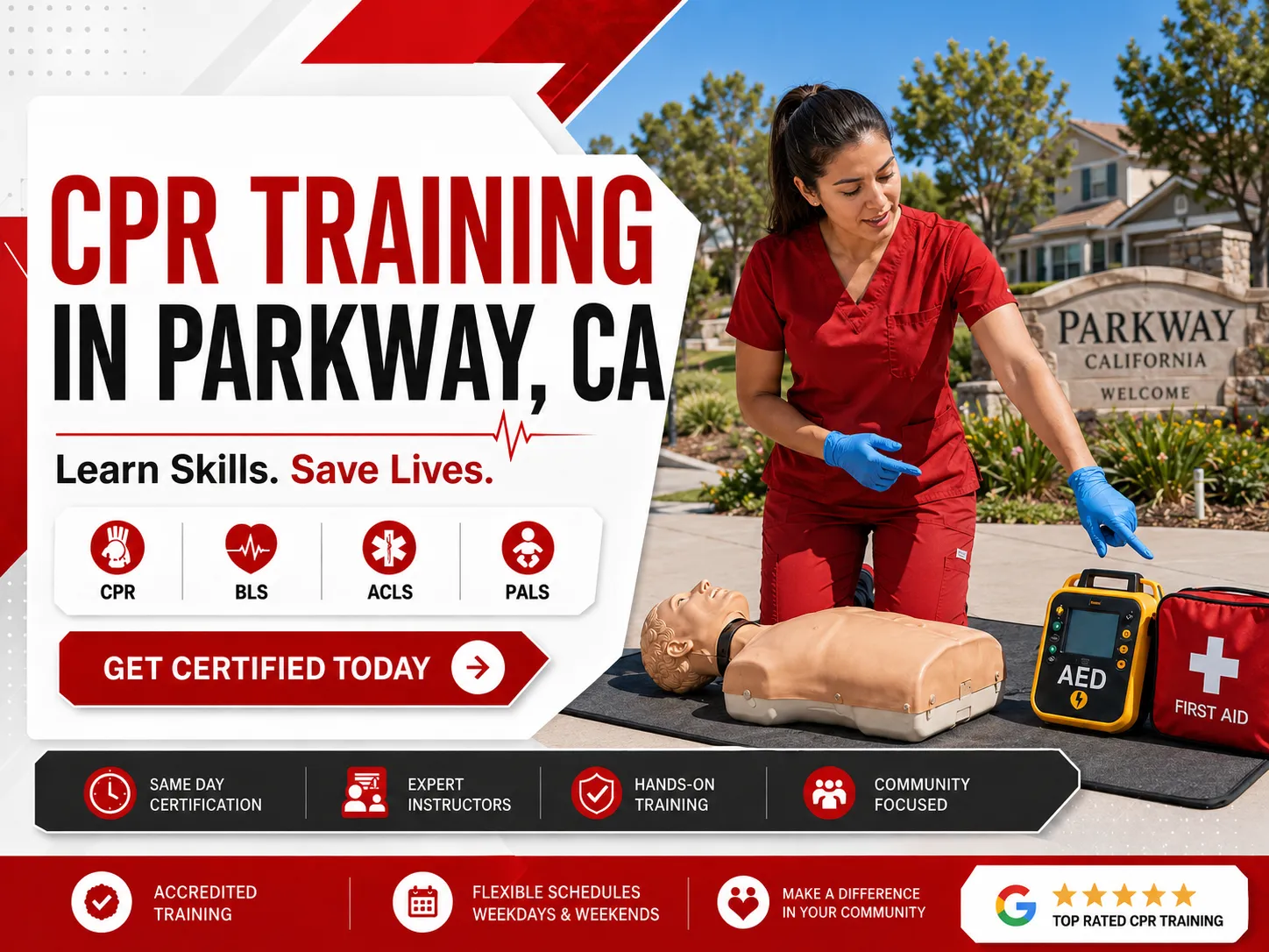 ACLS pharmacology and rhythm training class in Parkway, CA