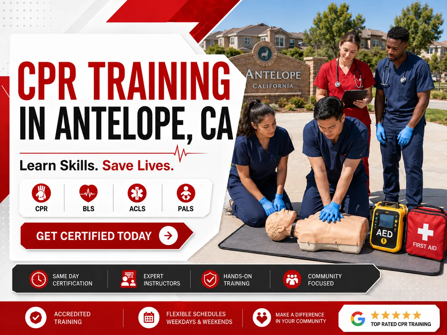 CPR, BLS, ACLS, PALS & First Aid Classes Near Antelope, CA