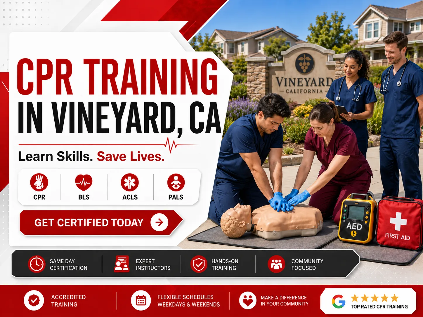 CPR BLS ACLS PALS certification class in Vineyard, CA