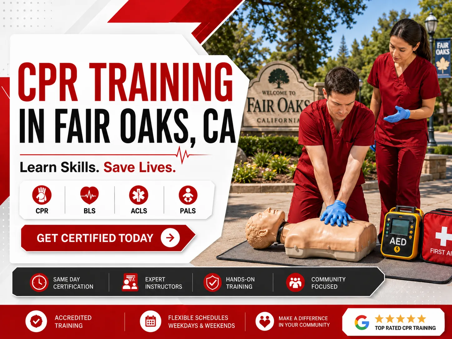 CPR & first aid course for community members in Fair Oaks, CA