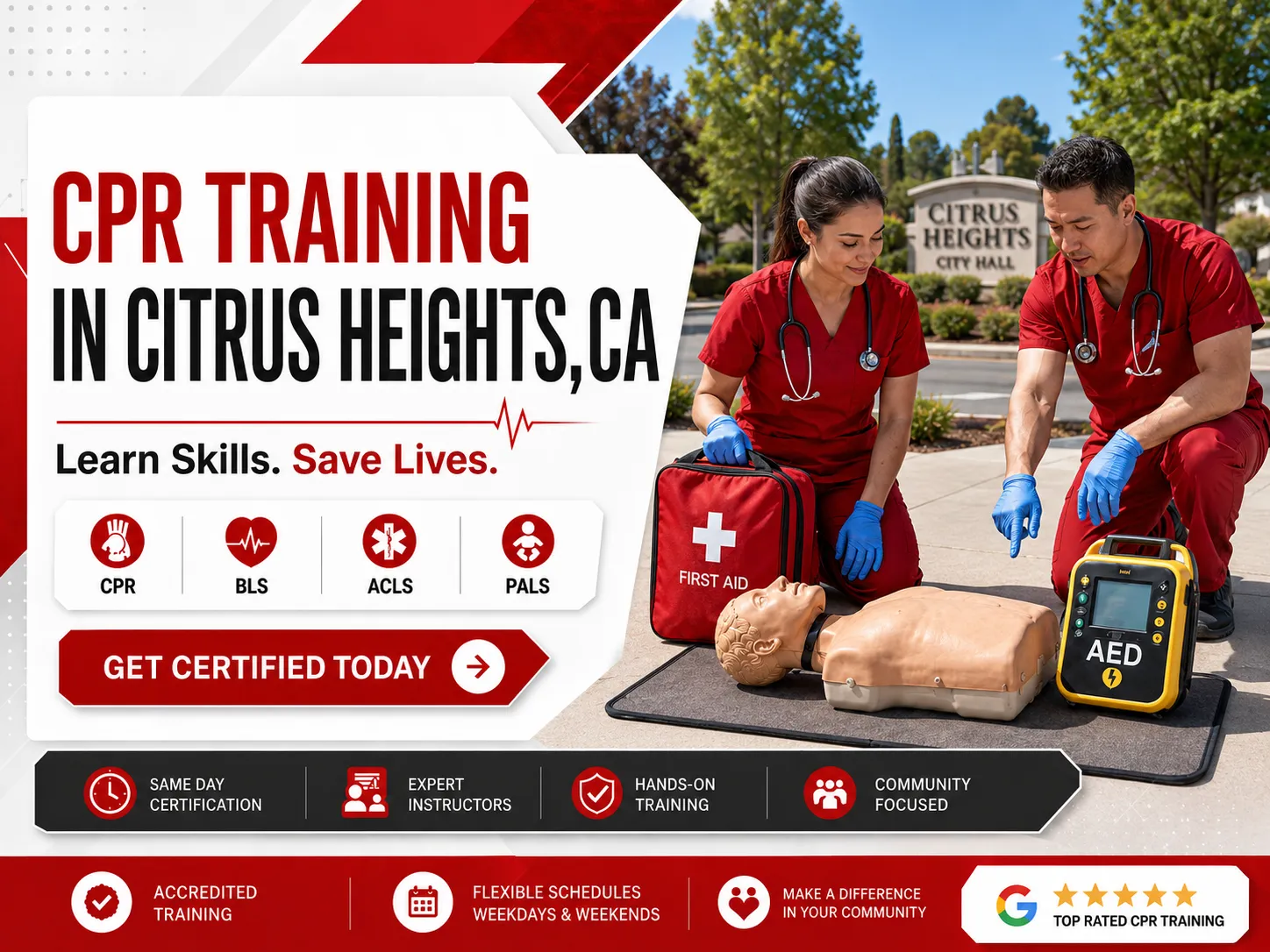 CPR mannequin practice during BLS certification class in Citrus Heights, CA
