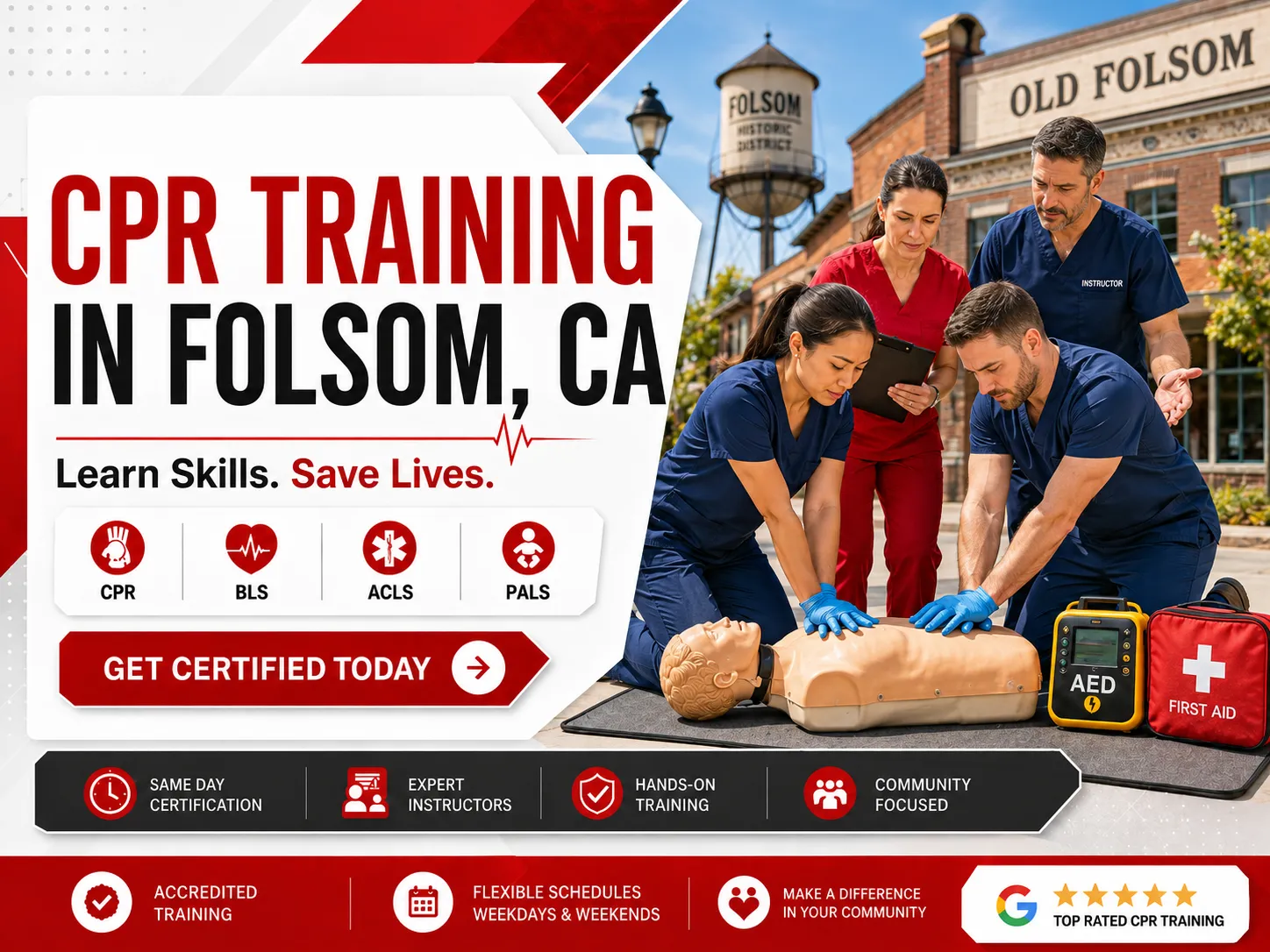 Group CPR certification class in Folsom, California