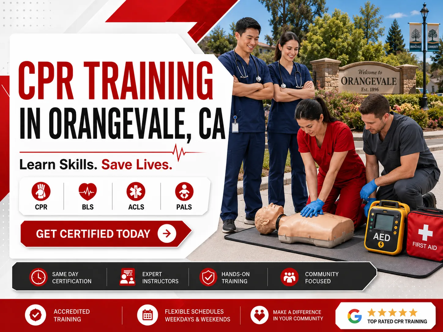 Hands-on CPR rescue breathing practice in Orangevale, CA class