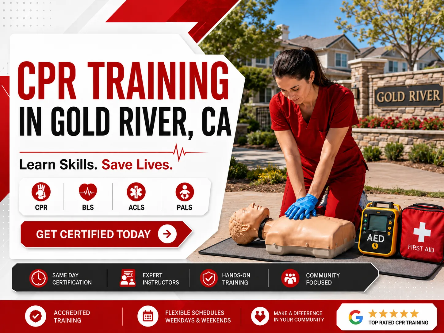 Healthcare BLS skills practice with AHA instructor in Gold River, CA