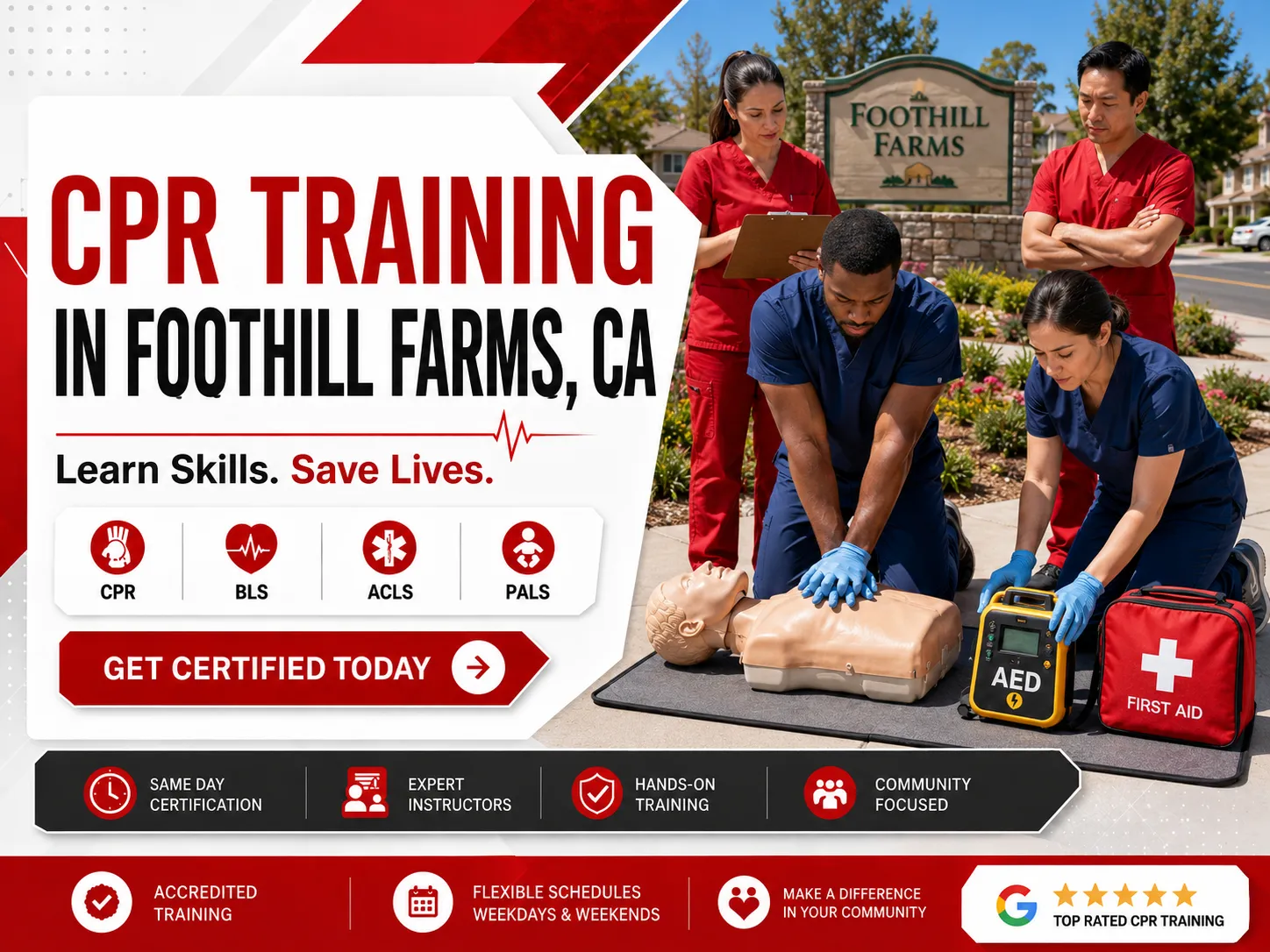 Pediatric CPR and PALS training class in Foothill Farms, California