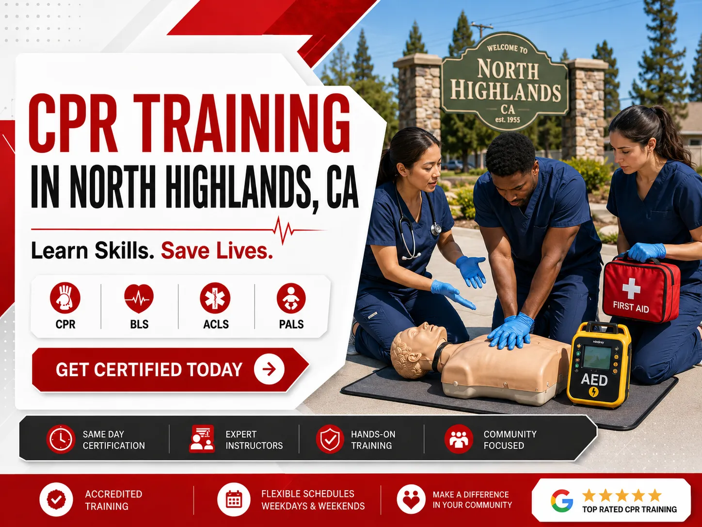Small group BLS and ACLS certification course in North Highlands, CA